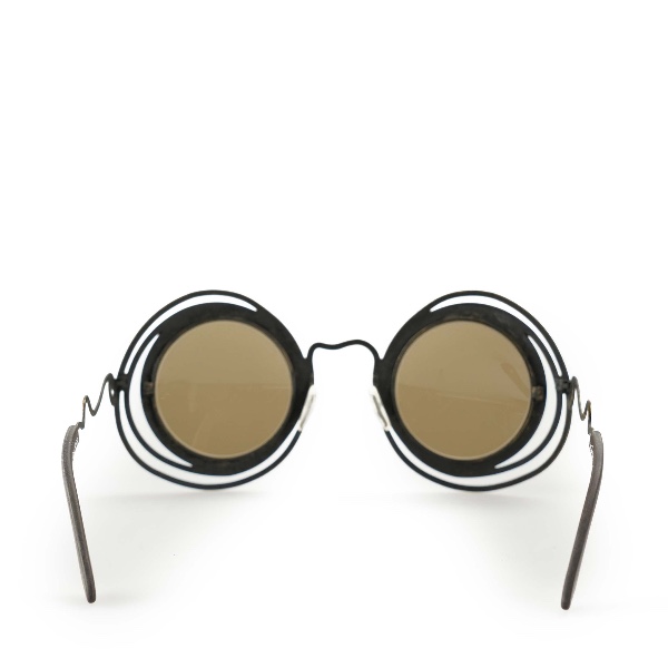 Lio Occhiali - Brown Round Metal Sunglasses 